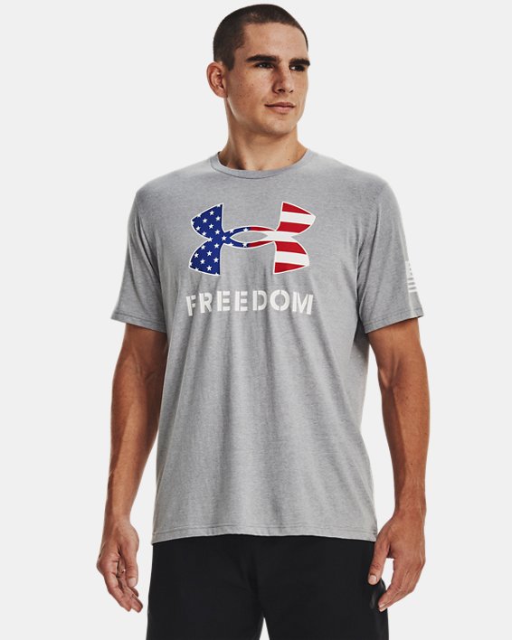 Men's UA Freedom Logo T-Shirt, Gray, pdpMainDesktop image number 0